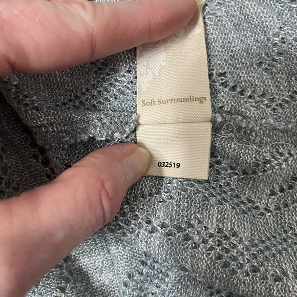 Soft Surroundings Open Knit Short Sleeve Oversized Sweater Womens XL Tunic Gray - Picture 8 of 10